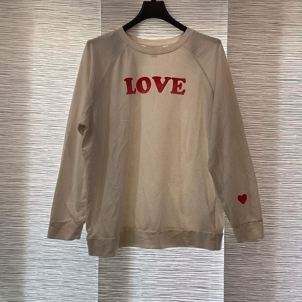 Motherhood Maternity Cream Sweater with Red Accents